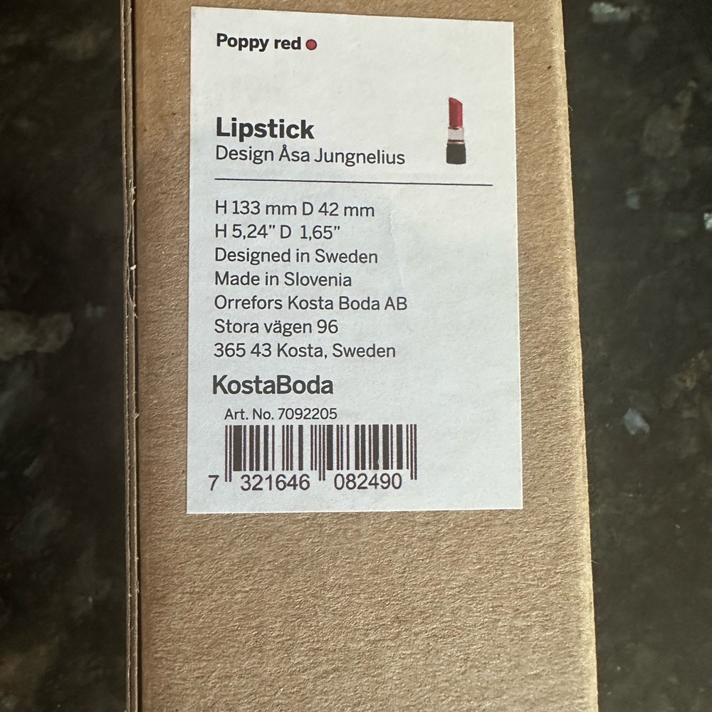 Kosta Boda Lipstick Poppy Red
